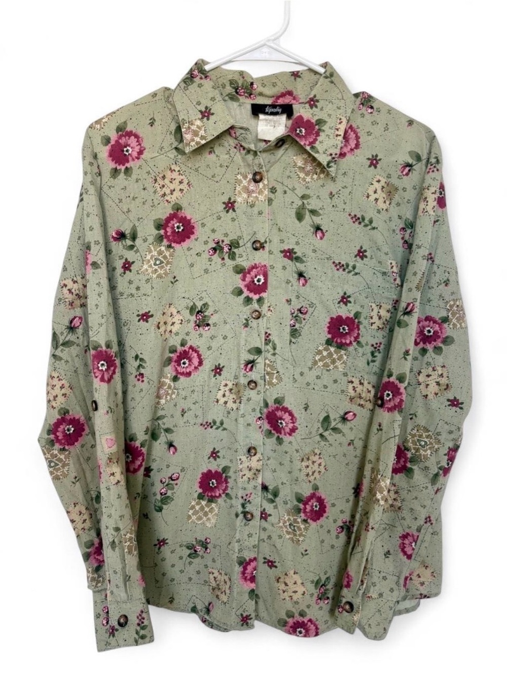 Vintage Tapestry Patchwork Floral Button Up Long Sleeve Shirt‎ Small Cottagecore